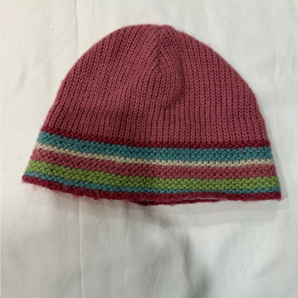 Jacob Kids Knit Hat - Pink with Multicolor Stripes